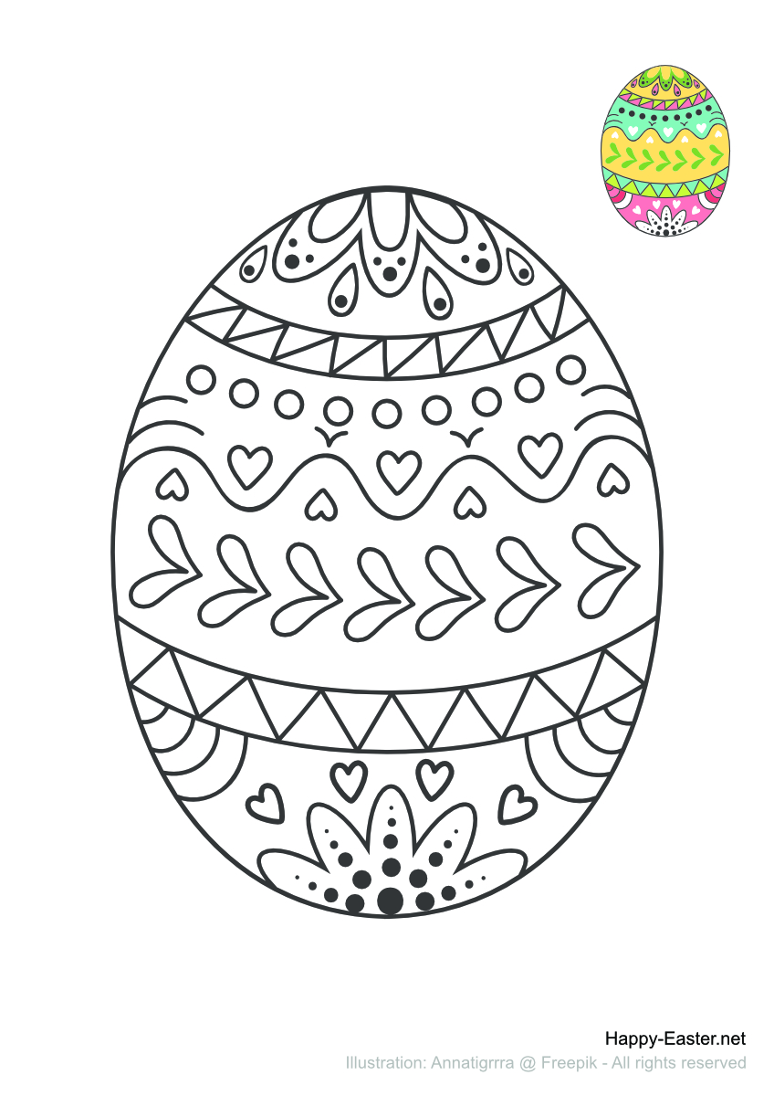 A colorful Easter egg (free printable coloring page)