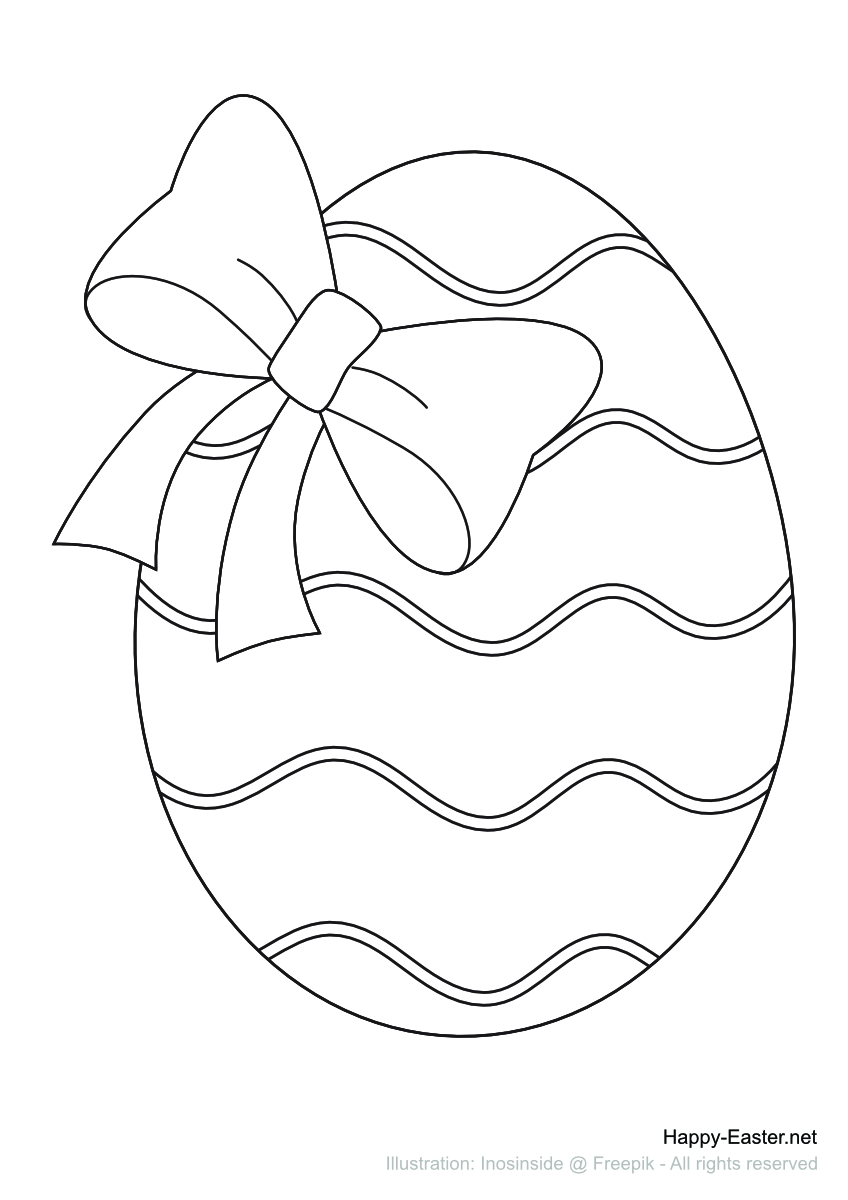 Easter Egg with a bow (free printable coloring page)
