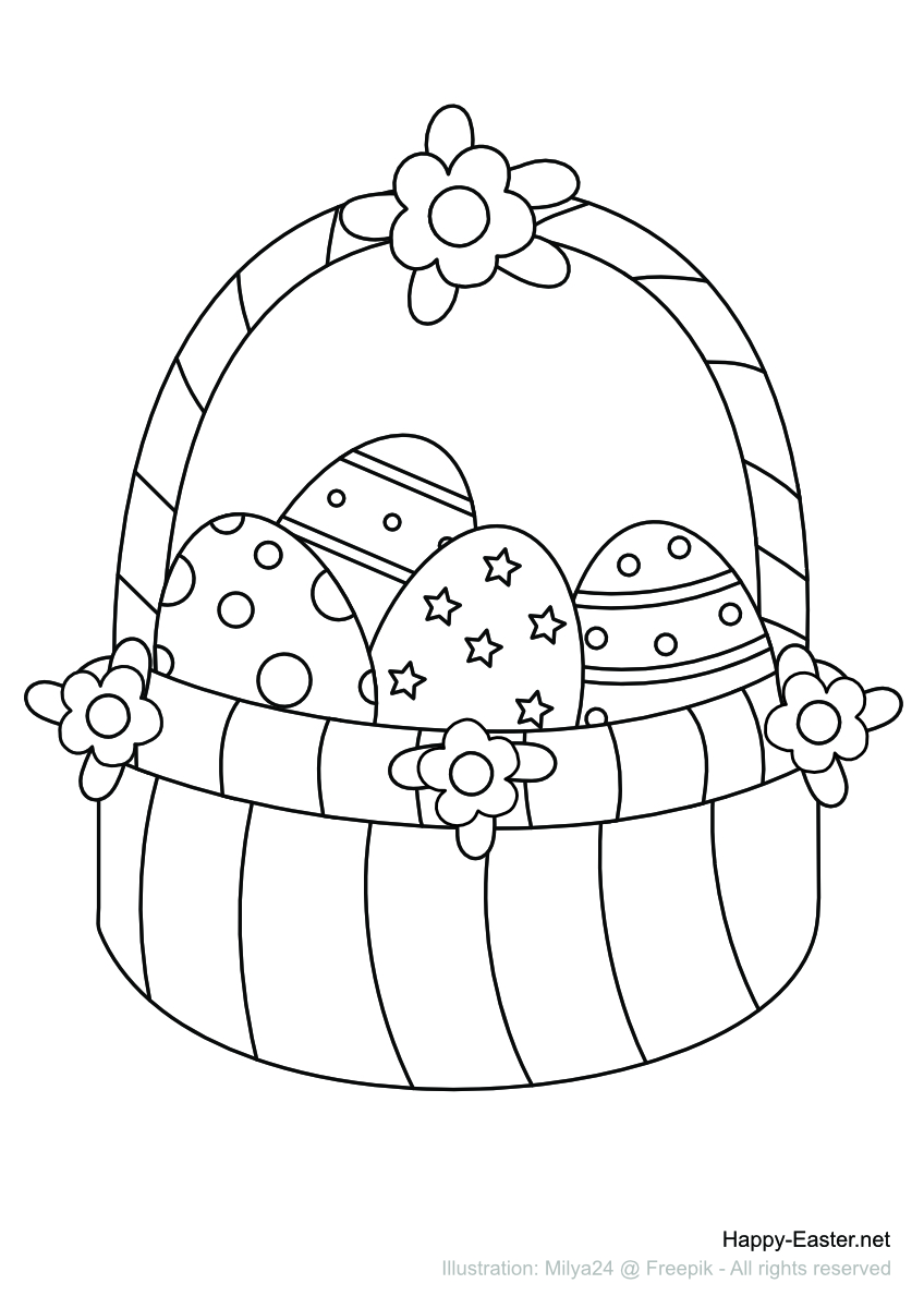 Basket full of Easter Eggs (free printable coloring page)