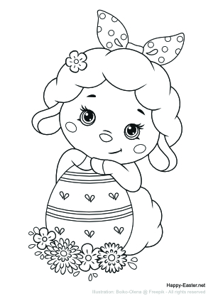 Funny Lamb with an Easter Egg (free printable coloring page)