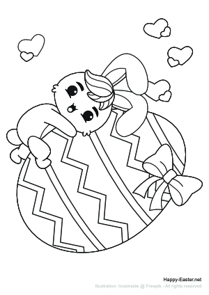 Bunny riding a big Easter egg (free printable coloring page)