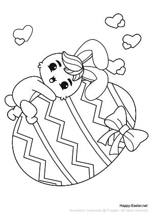 Bunny riding a Big Easter Egg (free printable coloring page)