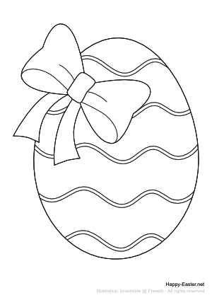Easter Egg with a Bow (free printable coloring page)