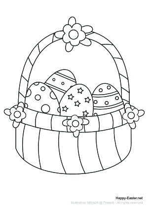 Basket full of Easter Eggs (free printable coloring page)