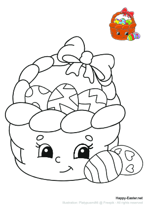 Colorful Cartoon Easter Basket (free printable coloring page)