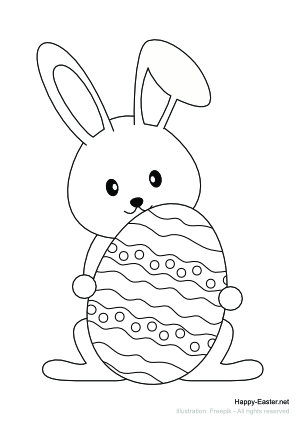 Cute bunny with decorated egg (free printable coloring page)