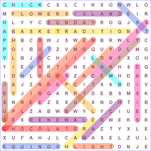 Easter Word Search Hard Level